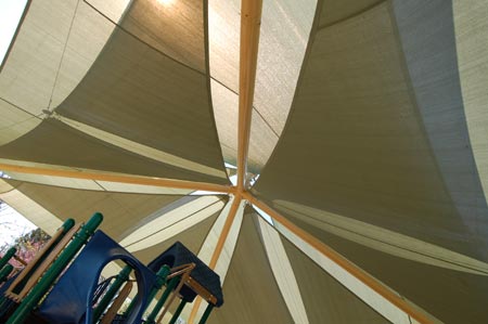 Shade canopy over city park